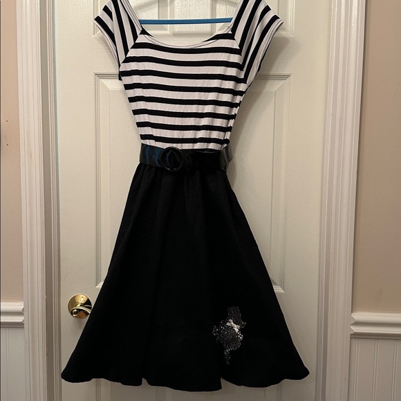 Other - Charades 50’s Poodle Black and White Striped Dress